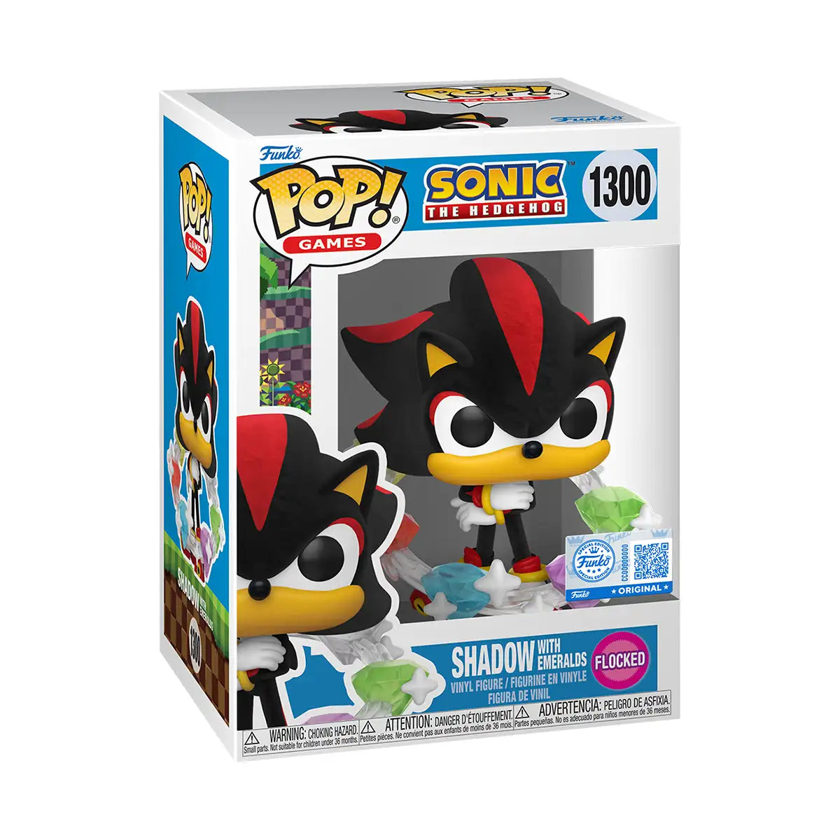 Funko Pop! Shadow with Emeralds (Exclusive, Flocked) – Sonic The Hedgehog #1300