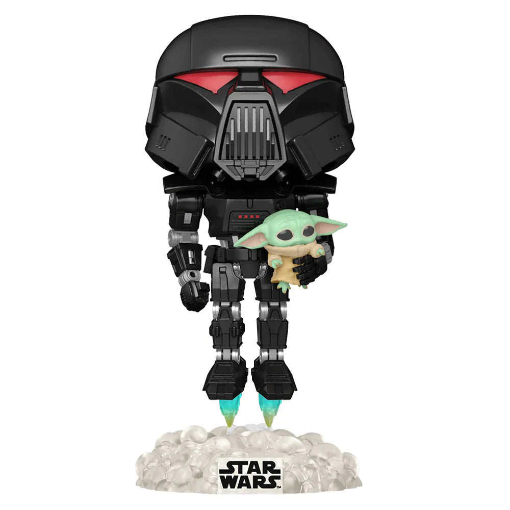 Star Wars: The Mandalorian - Dark Trooper with Grogu (GLOW) Funko Pop!